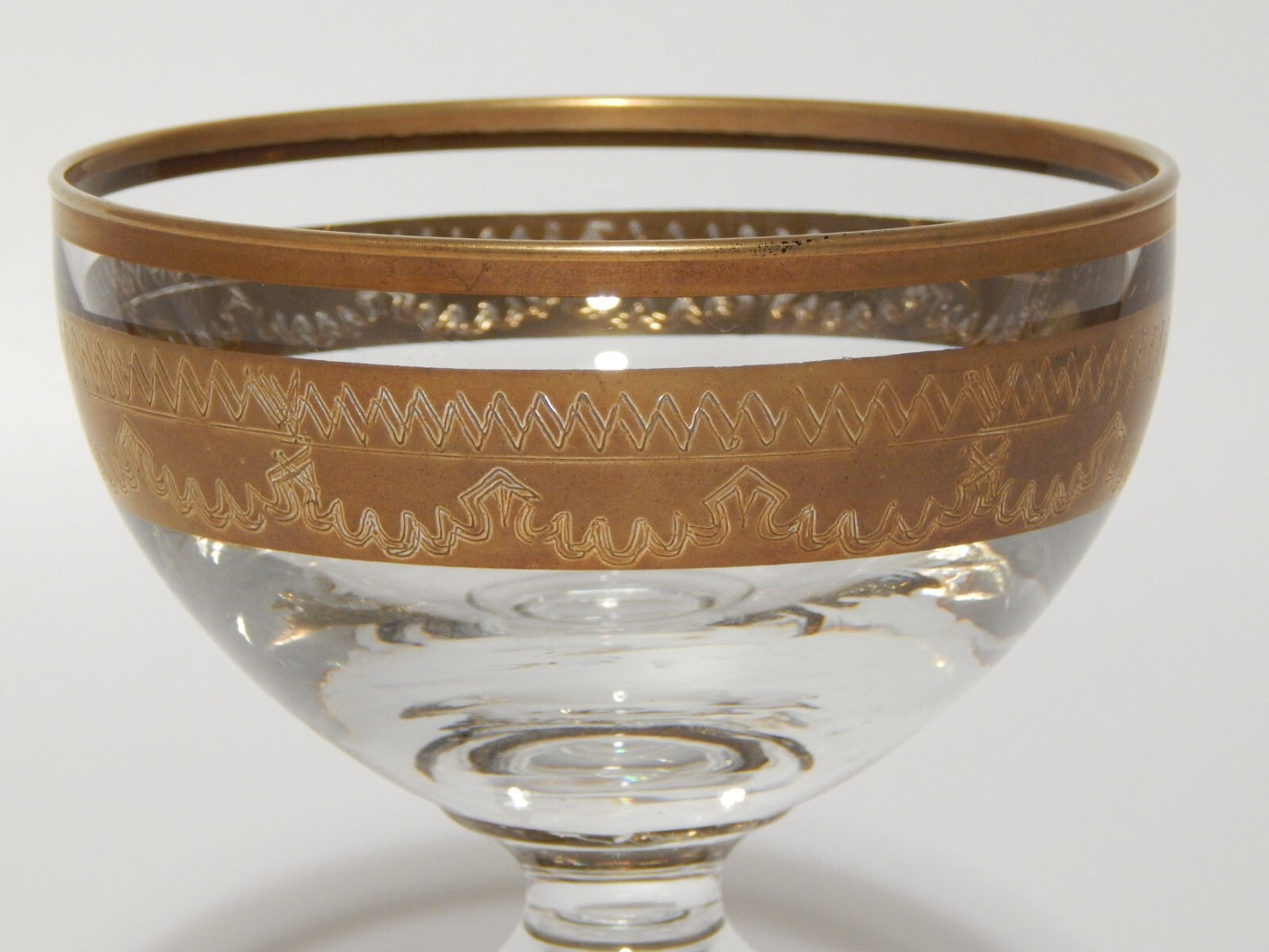 PREZIOSO STILE IMPERO CALICE COPPA CHAMPAGNE VETRO SOFFIATO MURANO VENEZIANO ORO