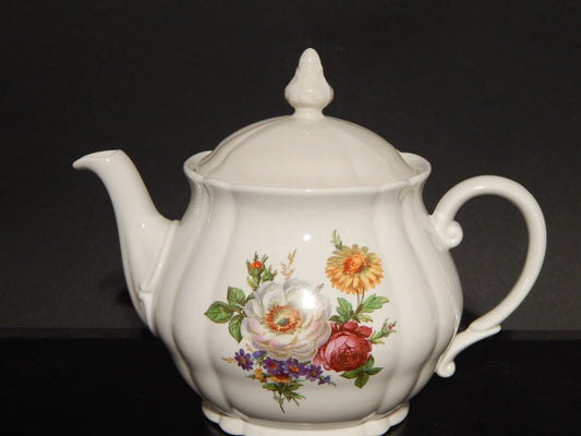 VINTAGE RARA TEIERA CERAMICA RICHARD GINORI LAVENO DIAMONDSTONE DECORO FLOREALE