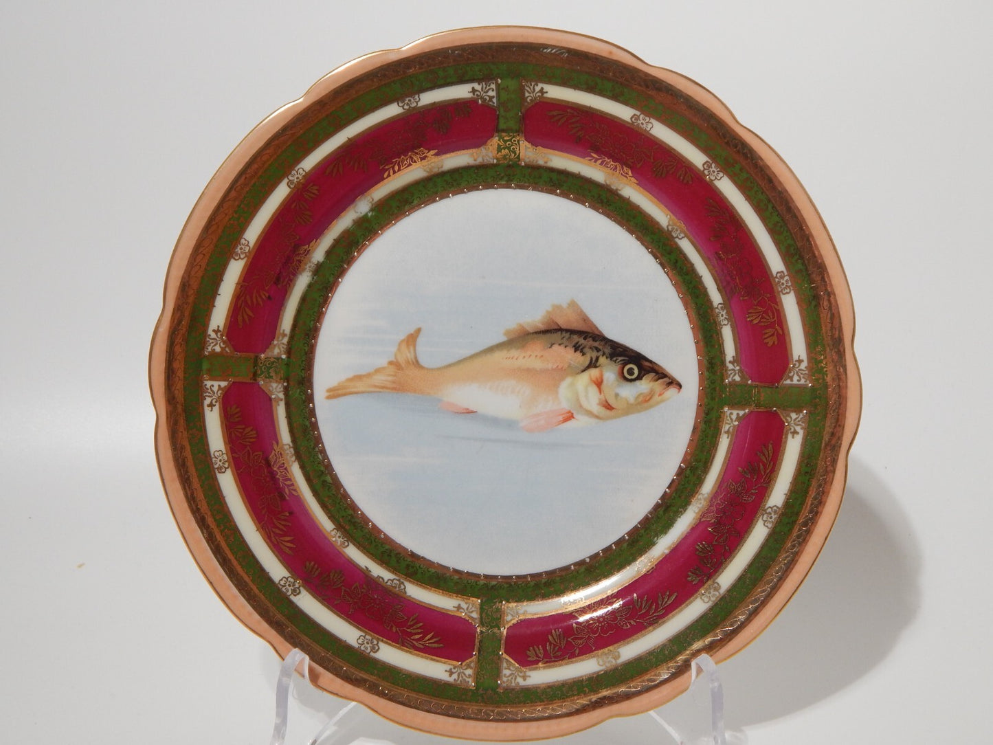 #ANTICO IMPORTANTE SET 6 PIATTI PESCE STILE PORCELLANA IMPERIALE VIENNA AUSTRIA