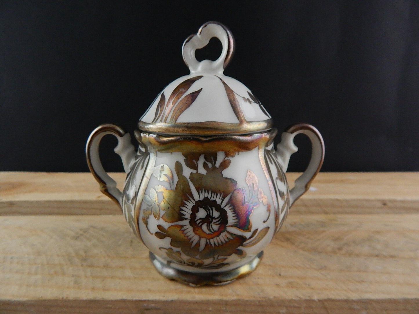 ANTICA ZUCCHERIERA POTICHE PORCELLANA BAVARIA ART NOUVEAU DIPINTA ARGENTO 925