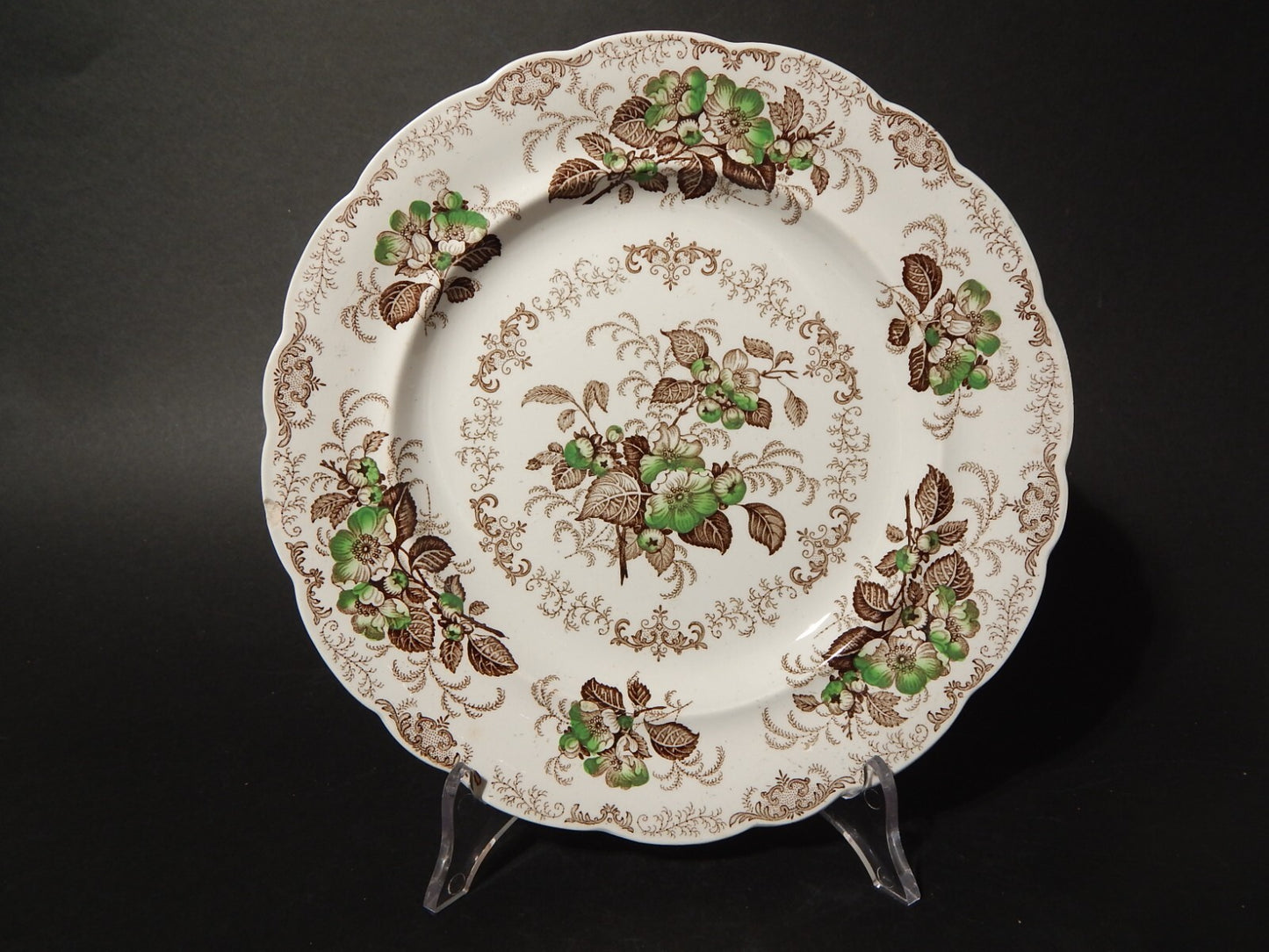 ANTICO 1850 PIATTO PIANO SEMI PORCELLANA INGLESE RIDGWAY &C. APPLE BLOSSOM #885