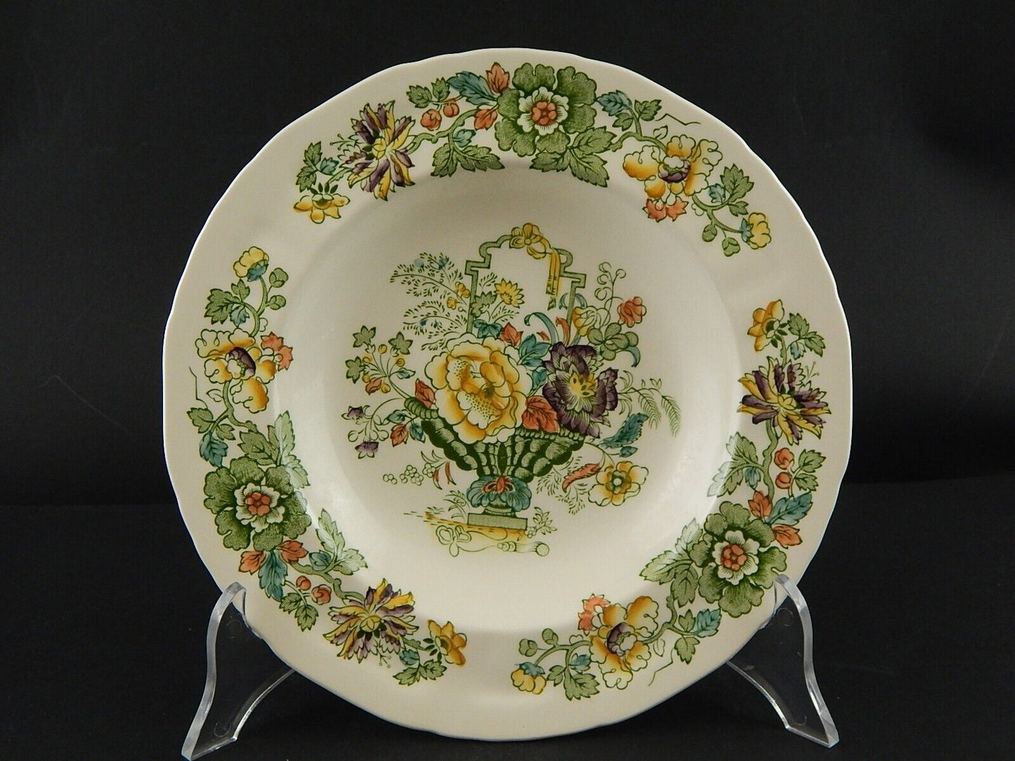 ANTICO RARO PIATTO FONDO CERAMICA INGLESE MASON’S DECORO MANO STRATHMORE