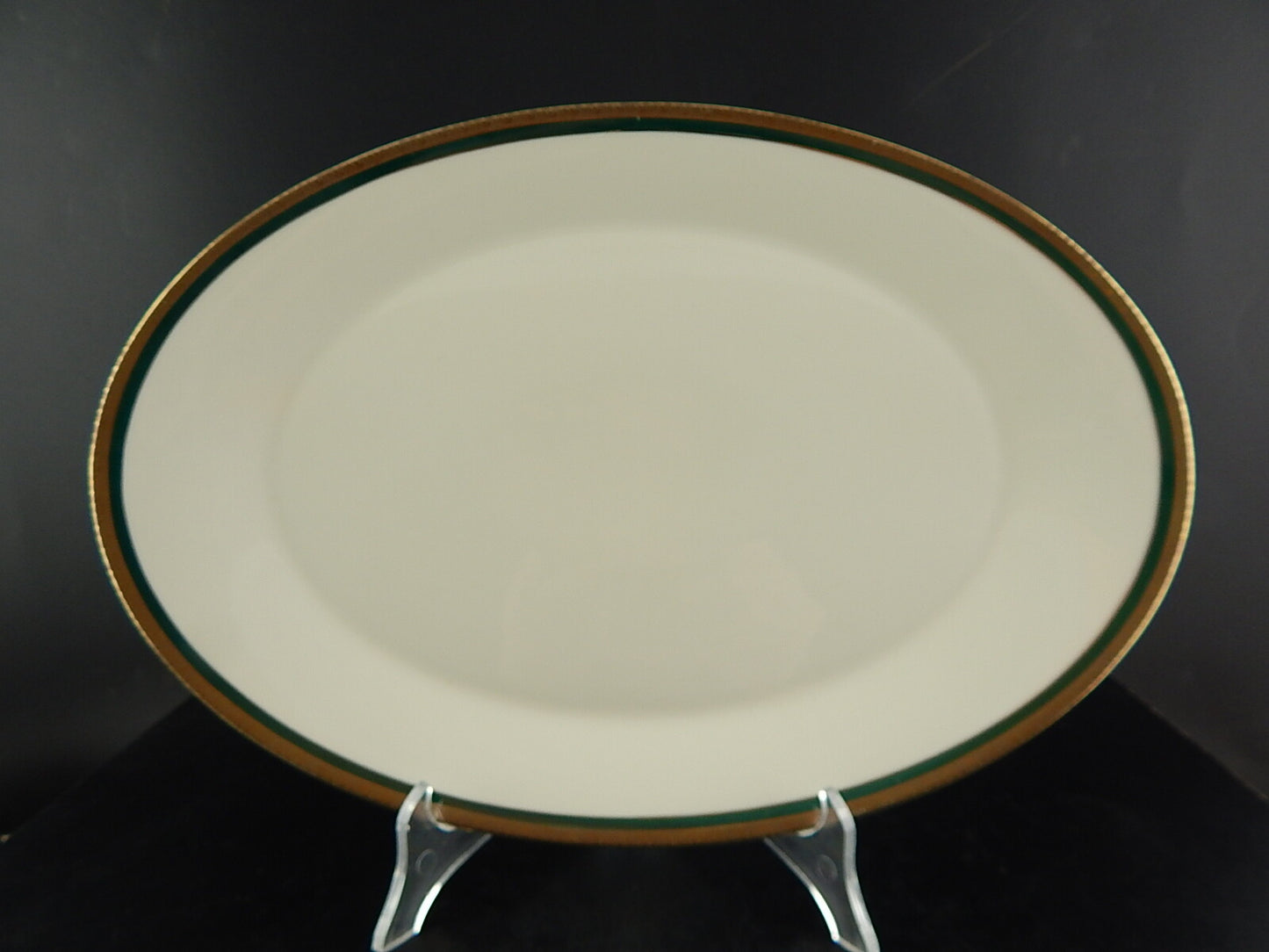 RETRO ELEGANTE PIATTO VASSOIO IMPERO PORCELLANA BAVARIA AVORIO SMERALDO ORO