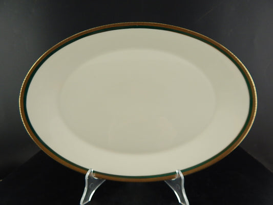 RETRO ELEGANTE PIATTO VASSOIO IMPERO PORCELLANA BAVARIA AVORIO SMERALDO ORO