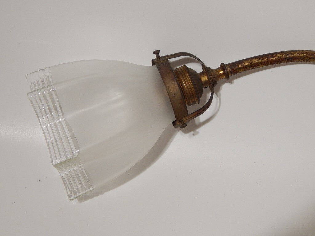 ANTICA ELEGANTE LIBERTY APPLIQUE LAMPADA PARETE OTTONE TULIP IN VETRO SATINATO