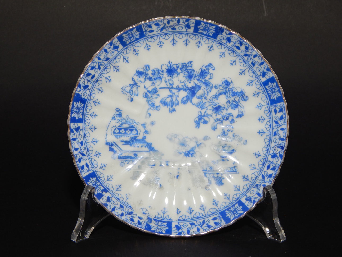 ANTICHI 4 PIATTINI SOTTO TAZZA PORCELLANA DISEGNO BLU CHINA BAVARIA