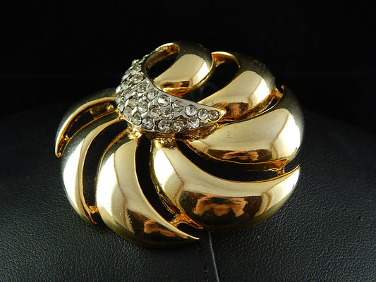 VINTAGE BIJOUX SPILLA CON PREZIOSA DORATURA E CRISTALLI BROOCH