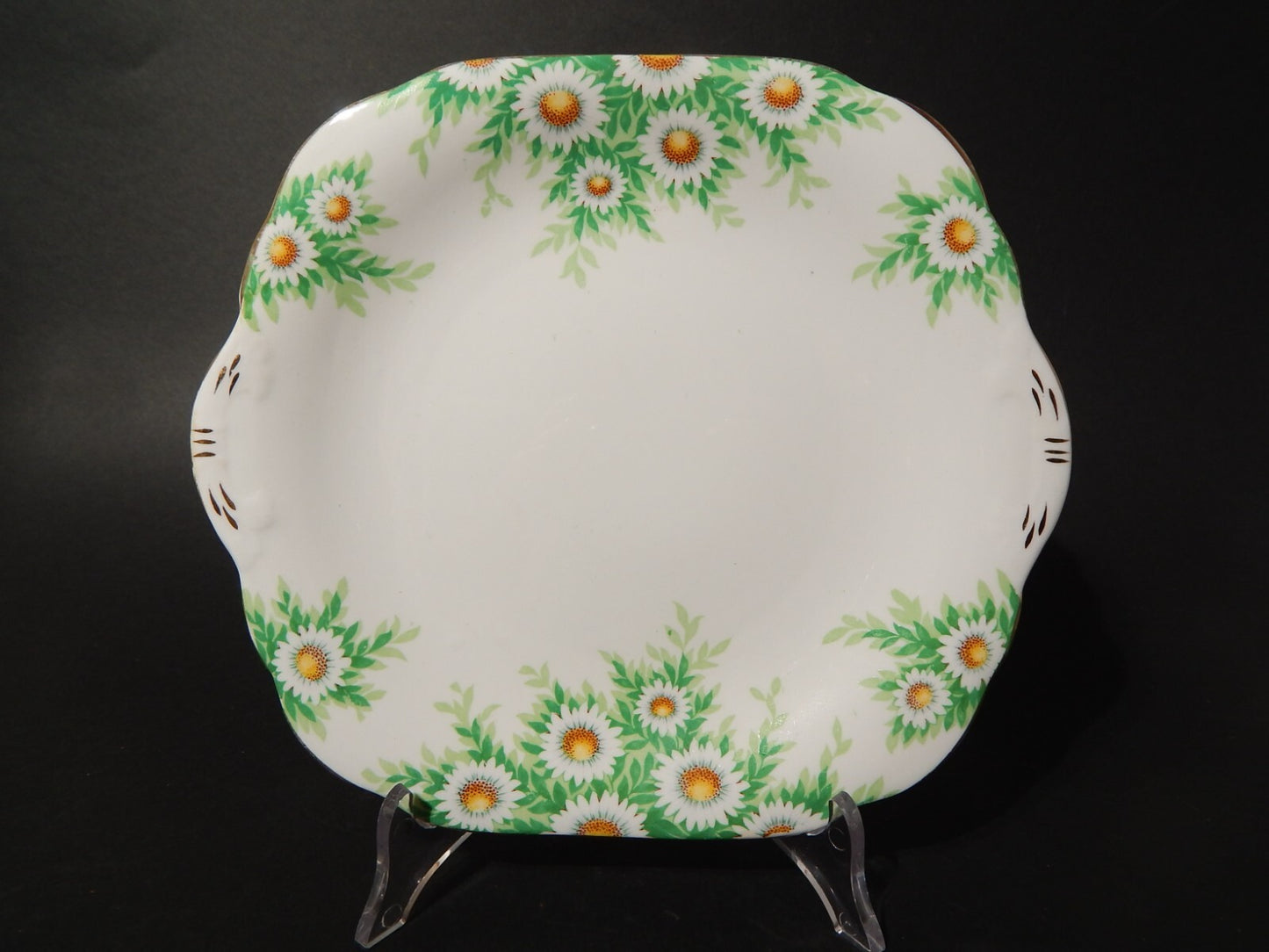 ANTICO VASSOIO PIATTO TORTA PORCELLANA INGLESE PRIMO 900 DAISY MARGHERITE