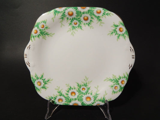 ANTICO VASSOIO PIATTO TORTA PORCELLANA INGLESE PRIMO 900 DAISY MARGHERITE