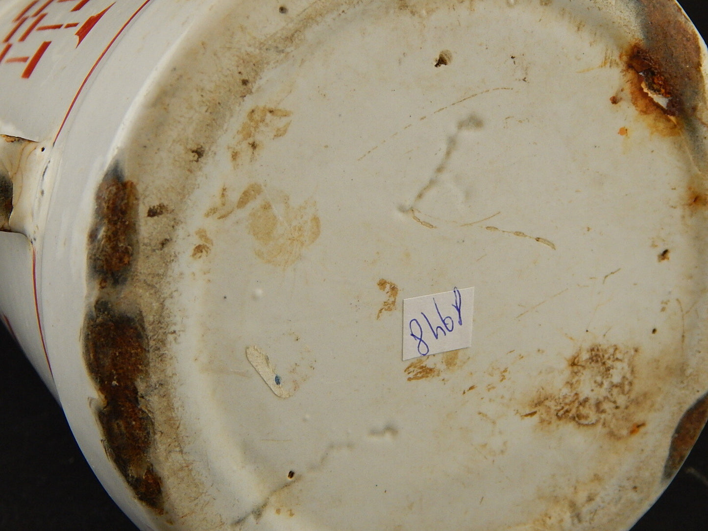 ANTICA FRANCIA CAFFETTIERA LATTA SMALTATA PORCELLANATA ROSSO COUNTRY COLLECTION