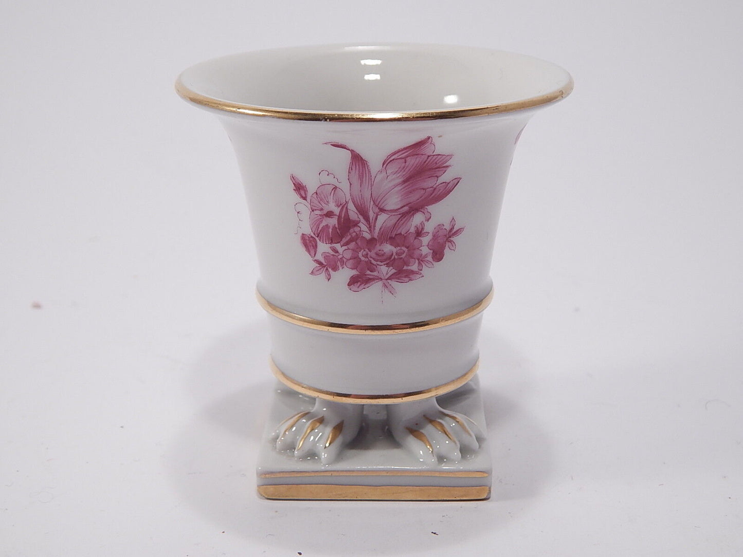 PORCELLANA HEREND ORIGINALE VASO CON PIEDISTALLO DECORO APPONYI ROSA COLLEZIONE