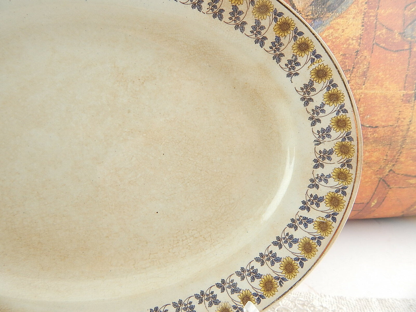 ANTICO ART NOUVEAU VASSOIO RAVIERA SOCIETÀ CERAMICA ITALIANA LAVENO I GIRASOLI #