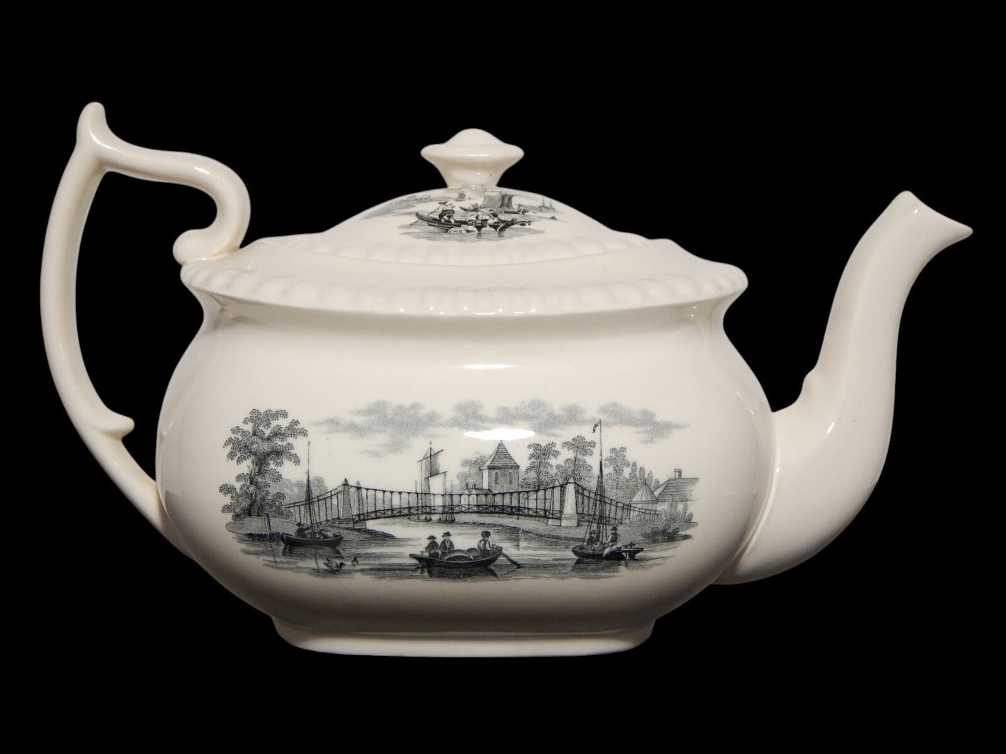 ANTICA RARA TEIERA INGLESE SEMI PORCELLANA COPELAND SPODE PAESAGGIO MARINO