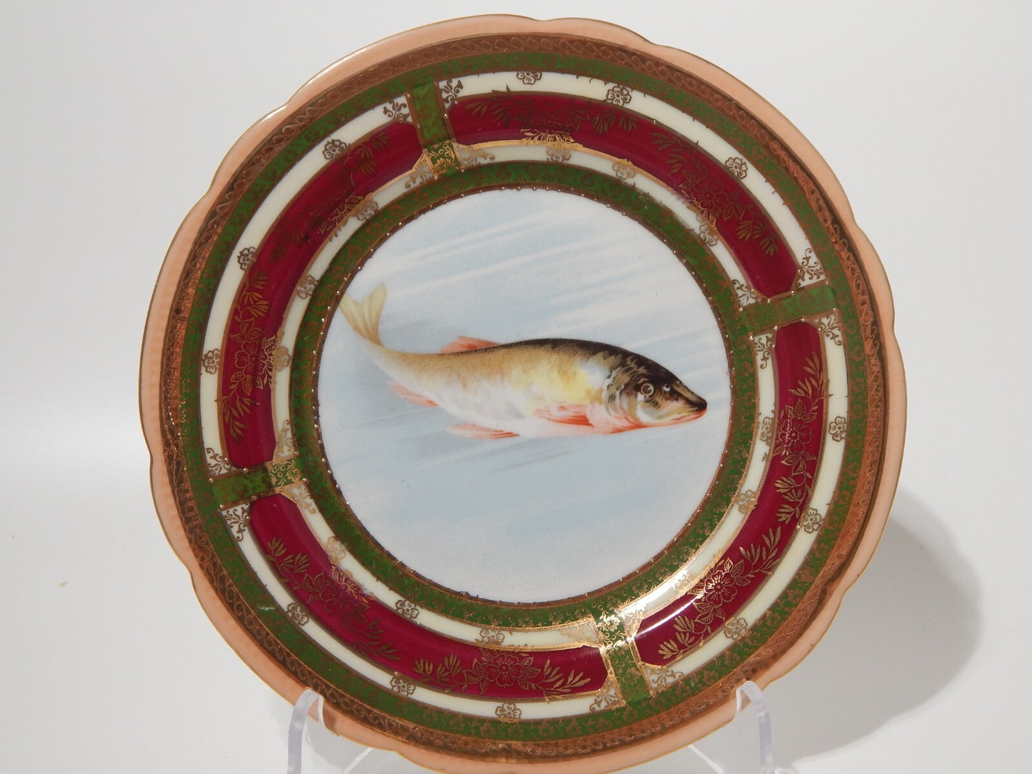 ANTICO IMPORTANTE SET 6 PIATTI PESCE STILE PORCELLANA IMPERIALE VIENNA AUSTRIA