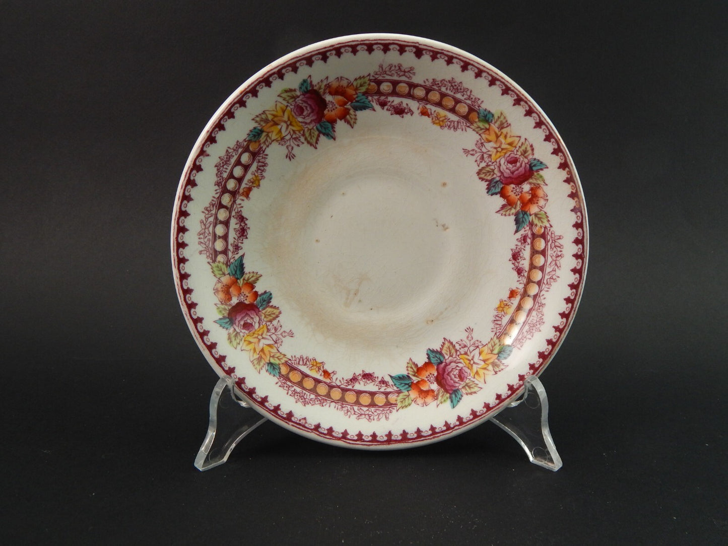 ANTICA TAZZA TE' CON PIATTINO CERAMICA MAASTRICHT PETRUS REGOUT BOUQUET FINE 800