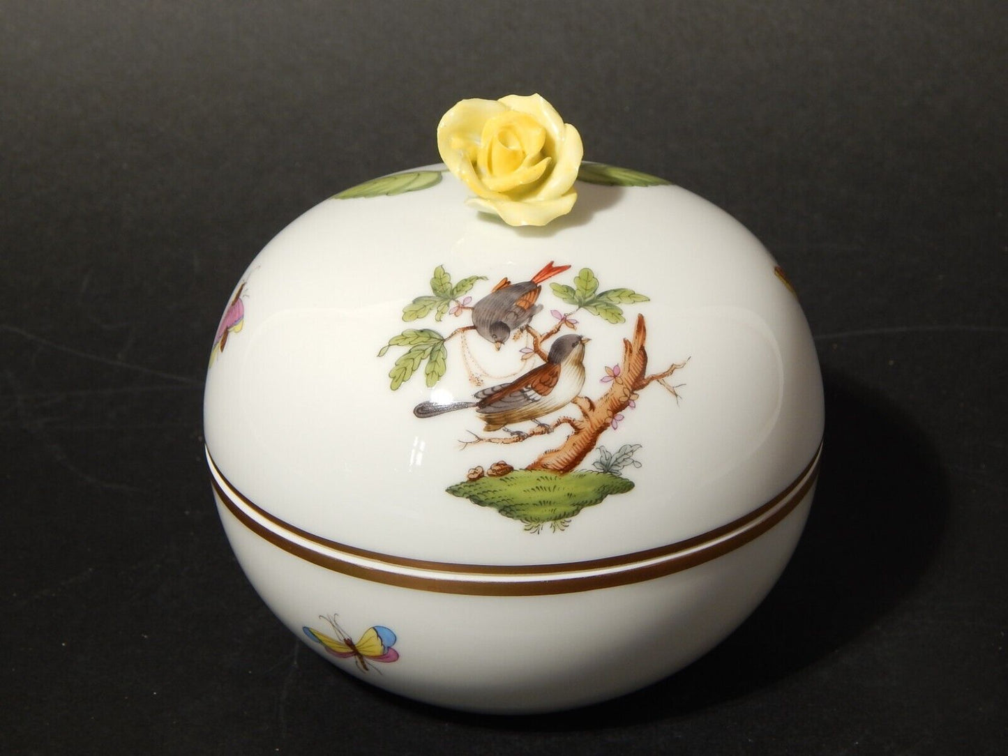 PORCELLANA HEREND COFANETTO BOMBONIERA PORCELLANA ROTHSCHILD ROSA GIALLA