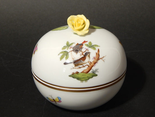 PORCELLANA HEREND COFANETTO BOMBONIERA PORCELLANA ROTHSCHILD ROSA GIALLA