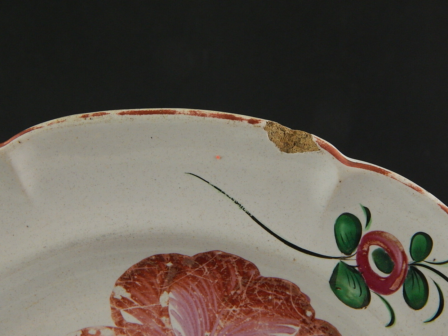 ANTICO 800 PIATTO CERAMICA MAIOLICA FIORI DIPINTI POLICROMI COLLEZIONE #6935