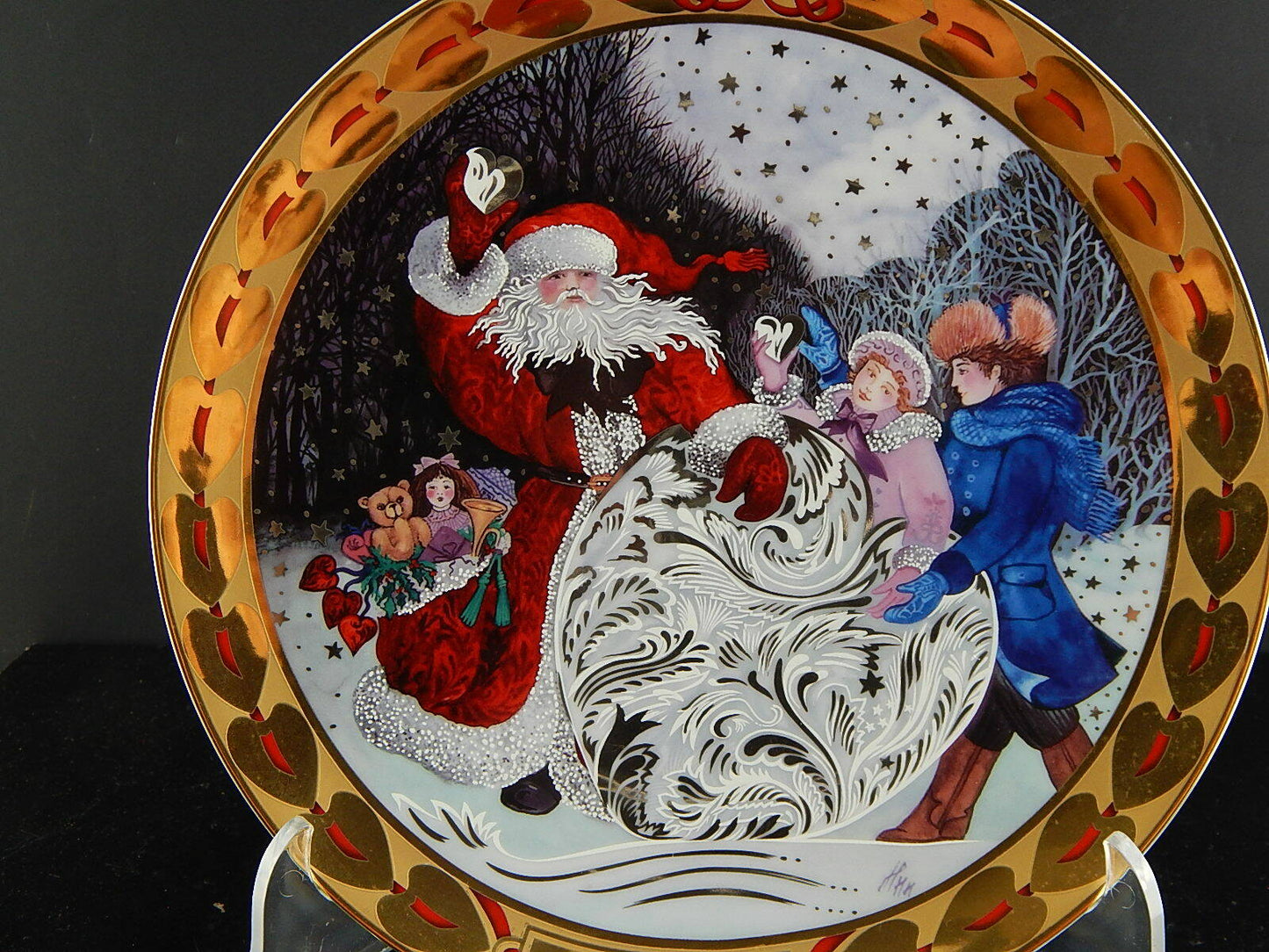 ROYAL COPENHAGEN PORCELLANA PIATTO CUORI NATALE 2006 COLLEZIONE HEARTS OF XMAS