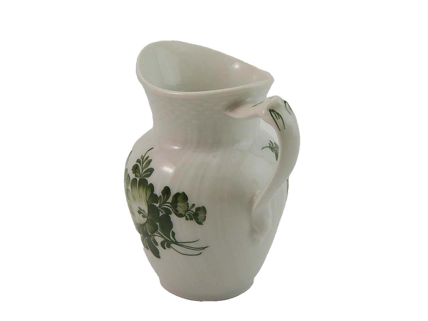 VINTAGE LATTIERA BRICCO ROYAL COPENHAGEN FIORI VERDI GREEN FLOWER CURVED