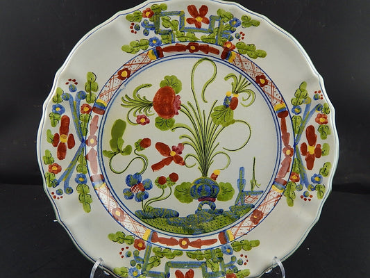 VINTAGE VASSOIO PIATTO AL GAROFANO CERAMICA MAIOLICA MORELLI FAENZA HANDMADE