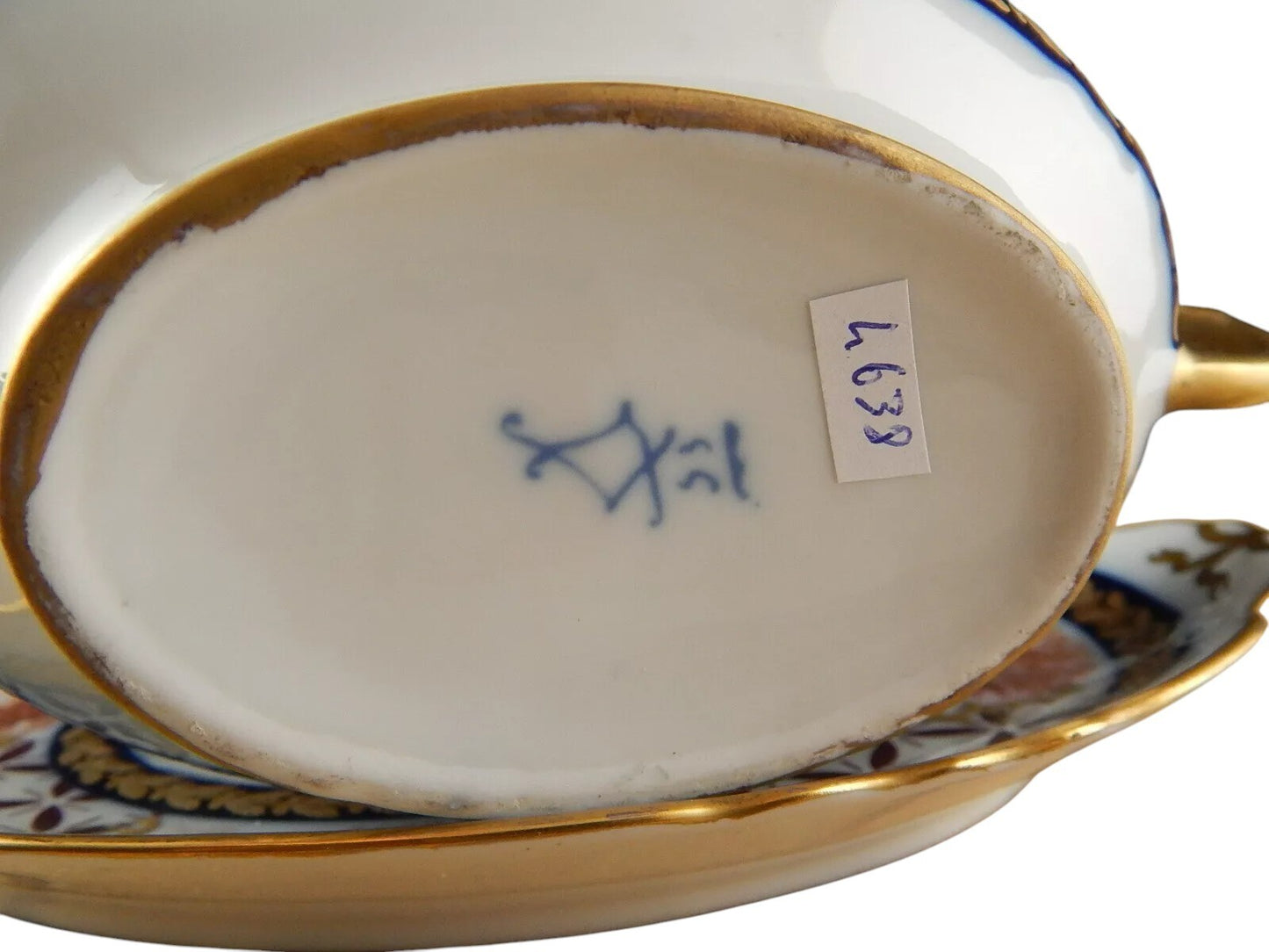 ANTICA 1922 SALSIERA PICCOLA ZUPPIERA PORCELLANA MARCHIO SEVRES DECORATORE DENIS