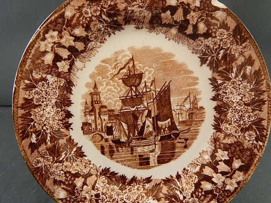 ANTICO PIATTO SEMI PORCELLANA RICHARD MILANO DECORO FERRARA META' 800 #A25