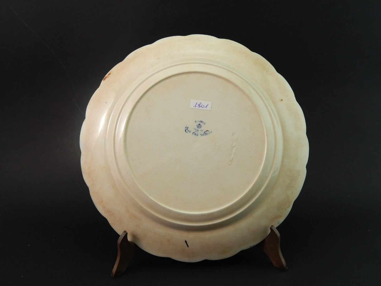 ANTICO REAL OLD WILLOW BOOTHS PIATTO PORCELLANA INGLESE BIANCO BLU E ORO #1801