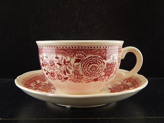 VINTAGE TAZZA TE' PORCELLANA VILLEROY&BOCH DECORO BURGENLAND ROSSO