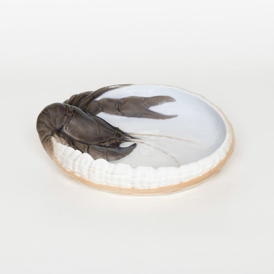 PIATTO PORCELLANA ROYAL COPENHAGEN PER SERVIRE FRUTTI DI MARE CON GAMBERO CM 17