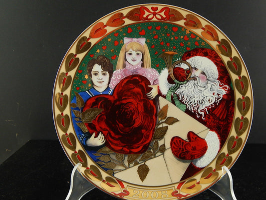 ROYAL COPENHAGEN PORCELLANA PIATTO CUORI NATALE 2008 COLLEZIONE HEARTS OF XMAS