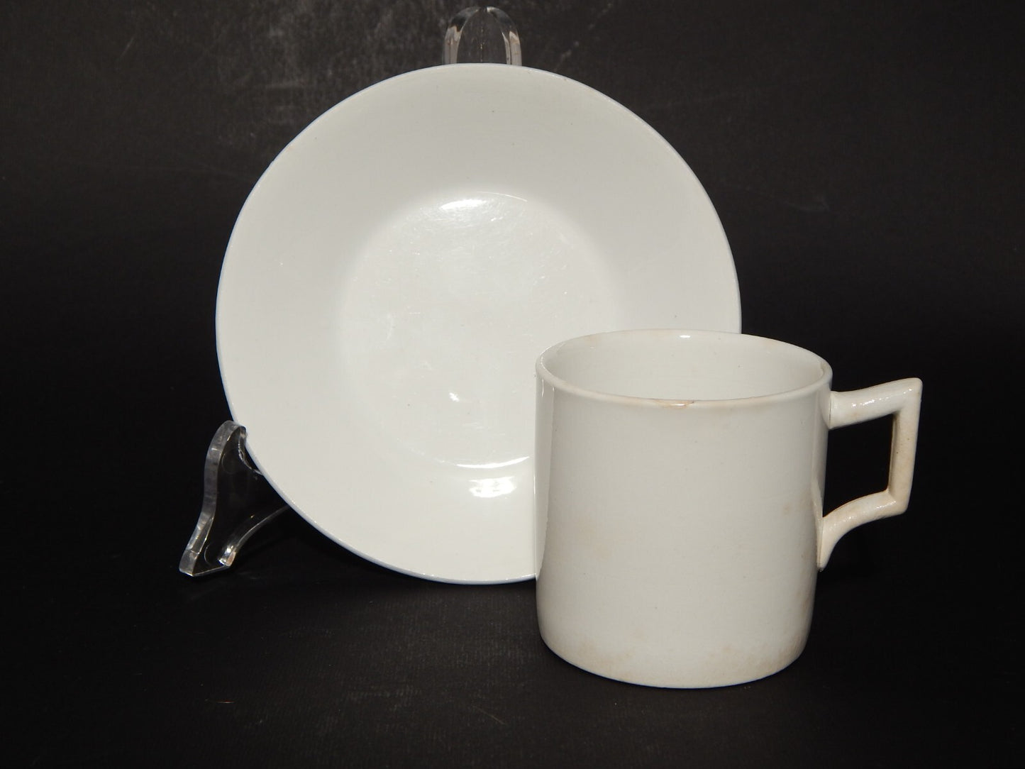 ANTICA PREZIOSA PORCELLANA BIANCA IMPERO TAZZINA CAFFÈ E PIATTINO RICHARD MILANO