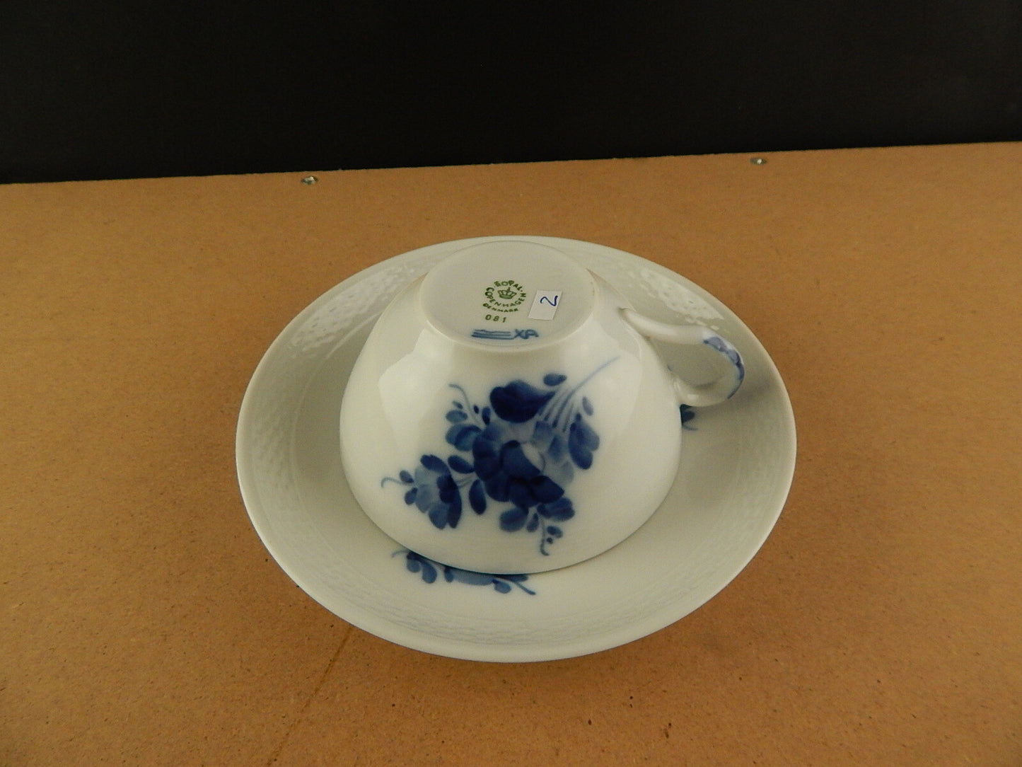 ROYAL COPENHAGEN PORCELLANA BLUE FLOWER TEA CUP SAUCER TAZZA TÈ DIPINTA MANO #2
