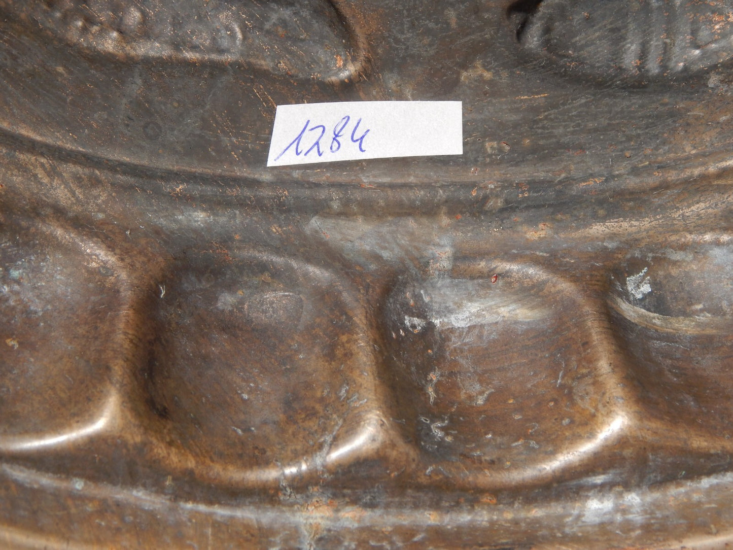 VINTAGE CUCINA FORMELLA STAMPO OVALE RAME PRIMA META' 900 CM 31 PESCI