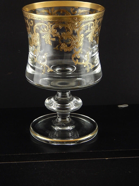 PREZIOSO GRANDE BICCHIERE COPPA VETRO SOFFIATO MURANO DECORO VENEZIANO ORO