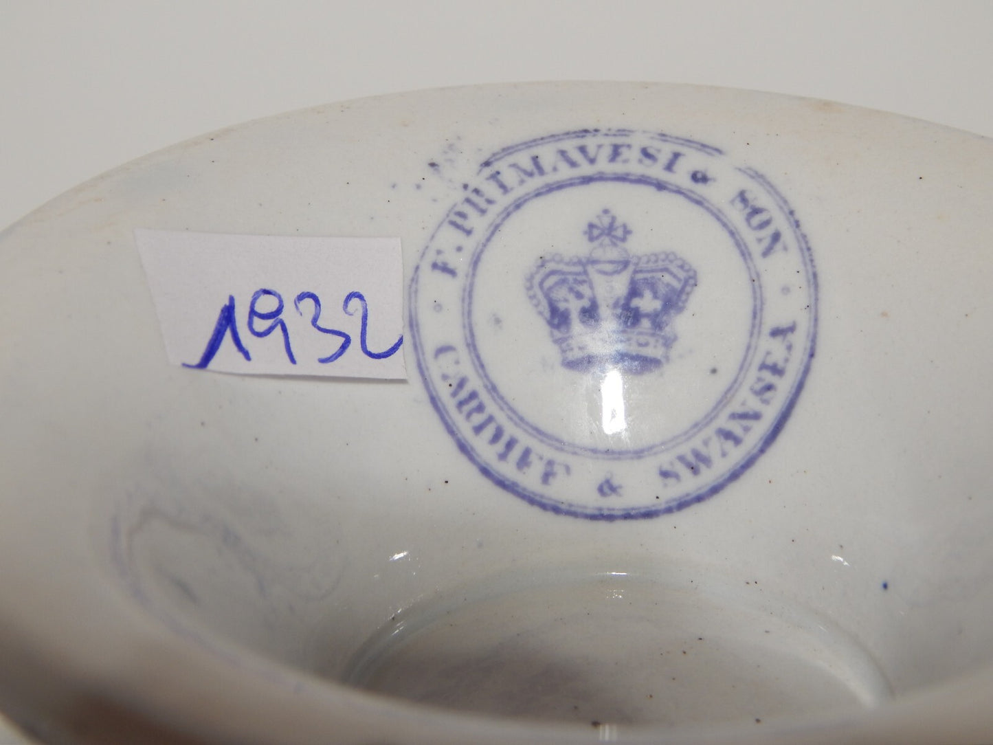 ANTICA RARA ZUPPIERA EGOISTE CERAMICA INGLESE PRIMAVESI 1860 ERMINE BORDER VIOLA