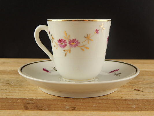 ANTICA TAZZA E PIATTINO PORCELLANA GINORI ART NOUVEAU DIPINTA A MANO #4671