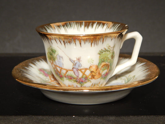 VINTAGE TAZZINA PORCELLANA ORO J.R. PORCELAIN D'ART FRANCE DECORO ORIENTALE