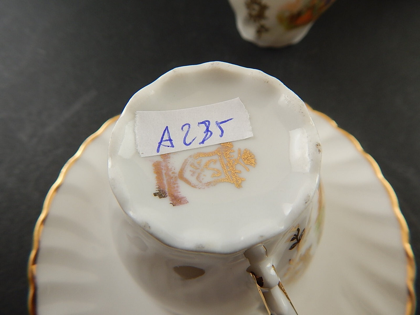 ANTICA TAZZINA CAFFE' PORCELLANA RHEINPFALZ BAVARIA SCENA GALANTE A235