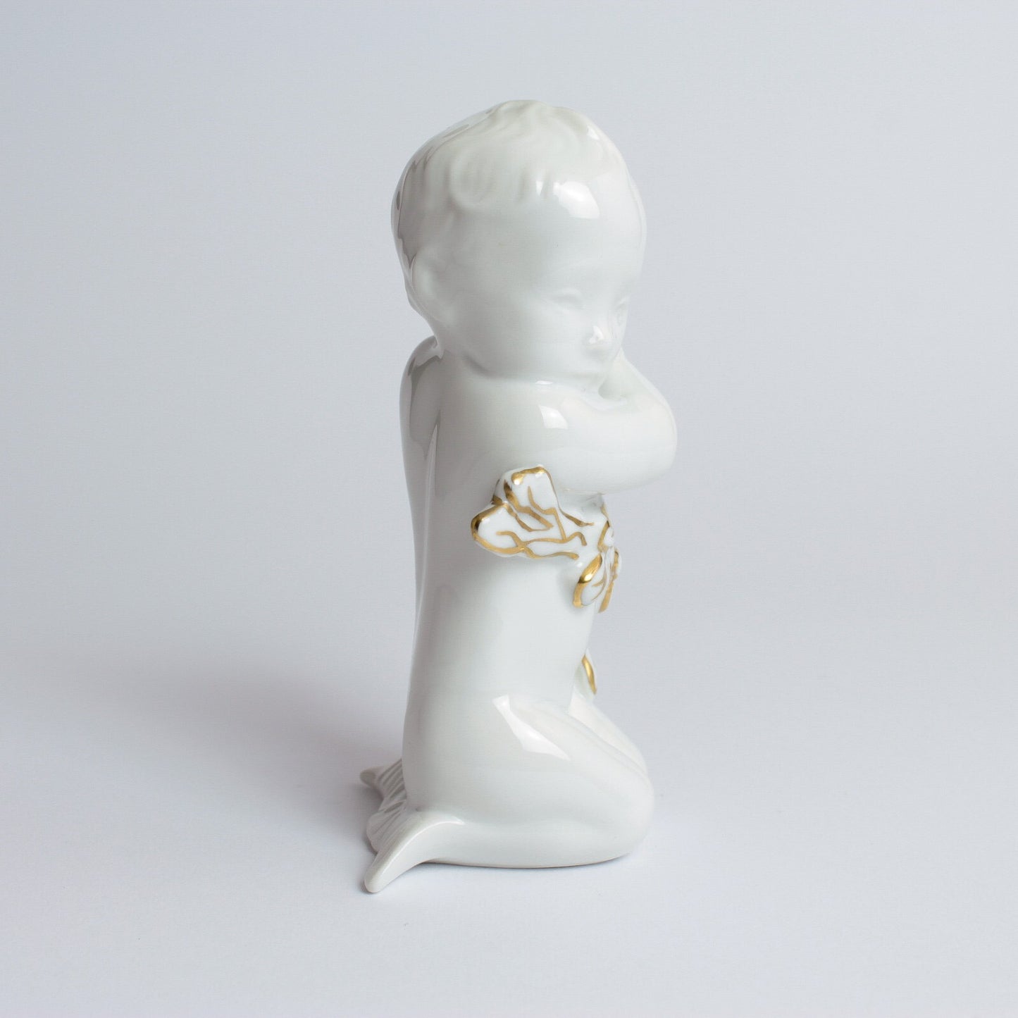 STATUINA PORCELLANA ROYAL COPENHAGEN BING&GRONDAHL "Ragazza del Mare" CON ORO