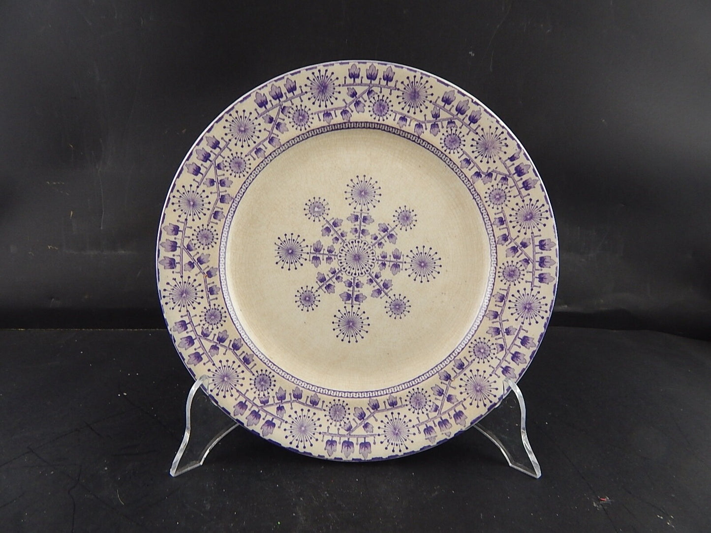 ANTICO PIATTO CERAMICA META' 800 GUSTAVSBERG TRANSFERWARE VIOLA #9429