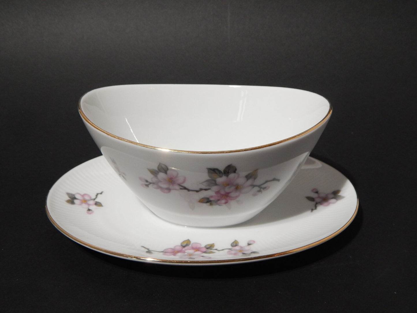 VINTAGE SALSIERA PORCELLANA SELTMANN WEIDEN BAVARIA FIORI DI PESCO