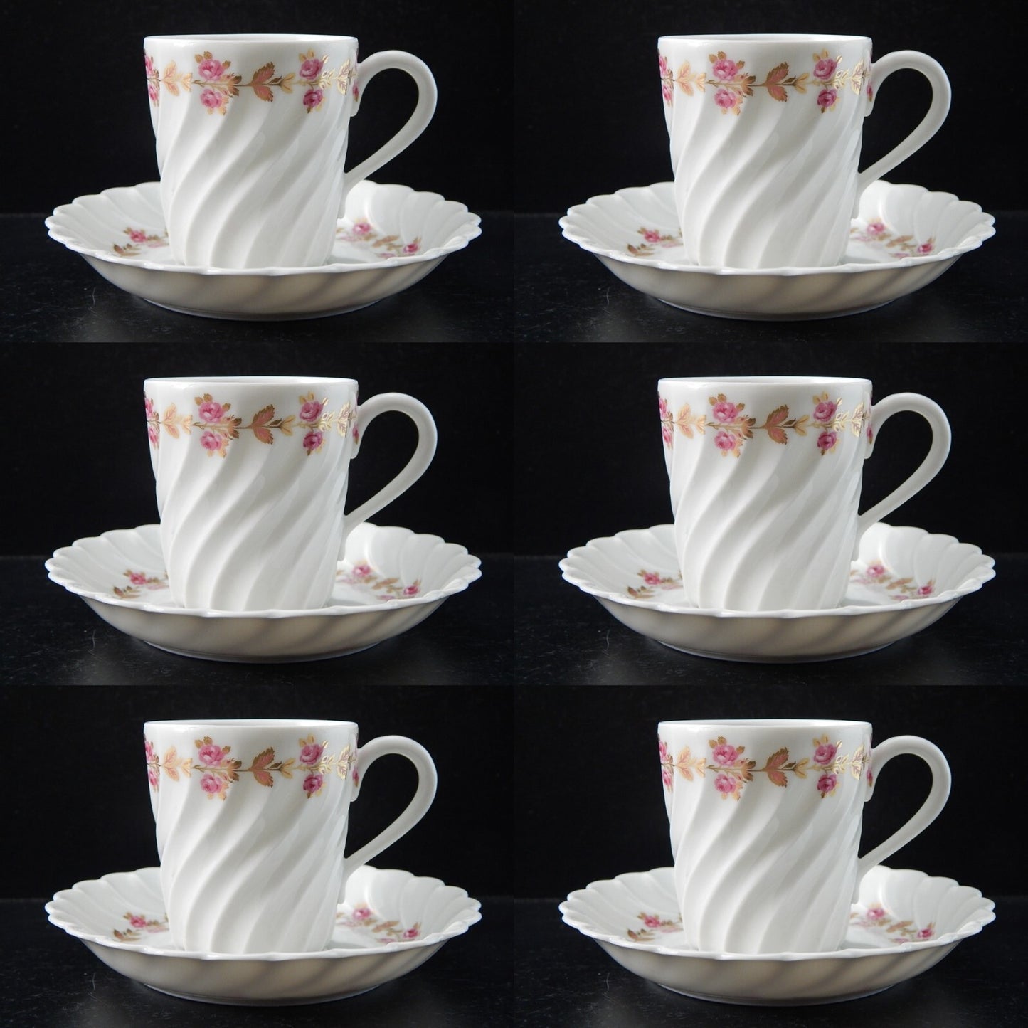 VINTAGE PREZIOSO SERVIZIO 6 TAZZINE PORCELLANA HAVILAND LIMOGES