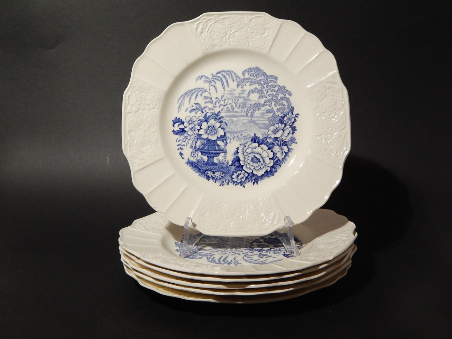 ANTICO SERVIZIO 6 PIATTI CERAMICA MYOTT SON STAFFORDSHIRE ENGLAND BIANCO BLU