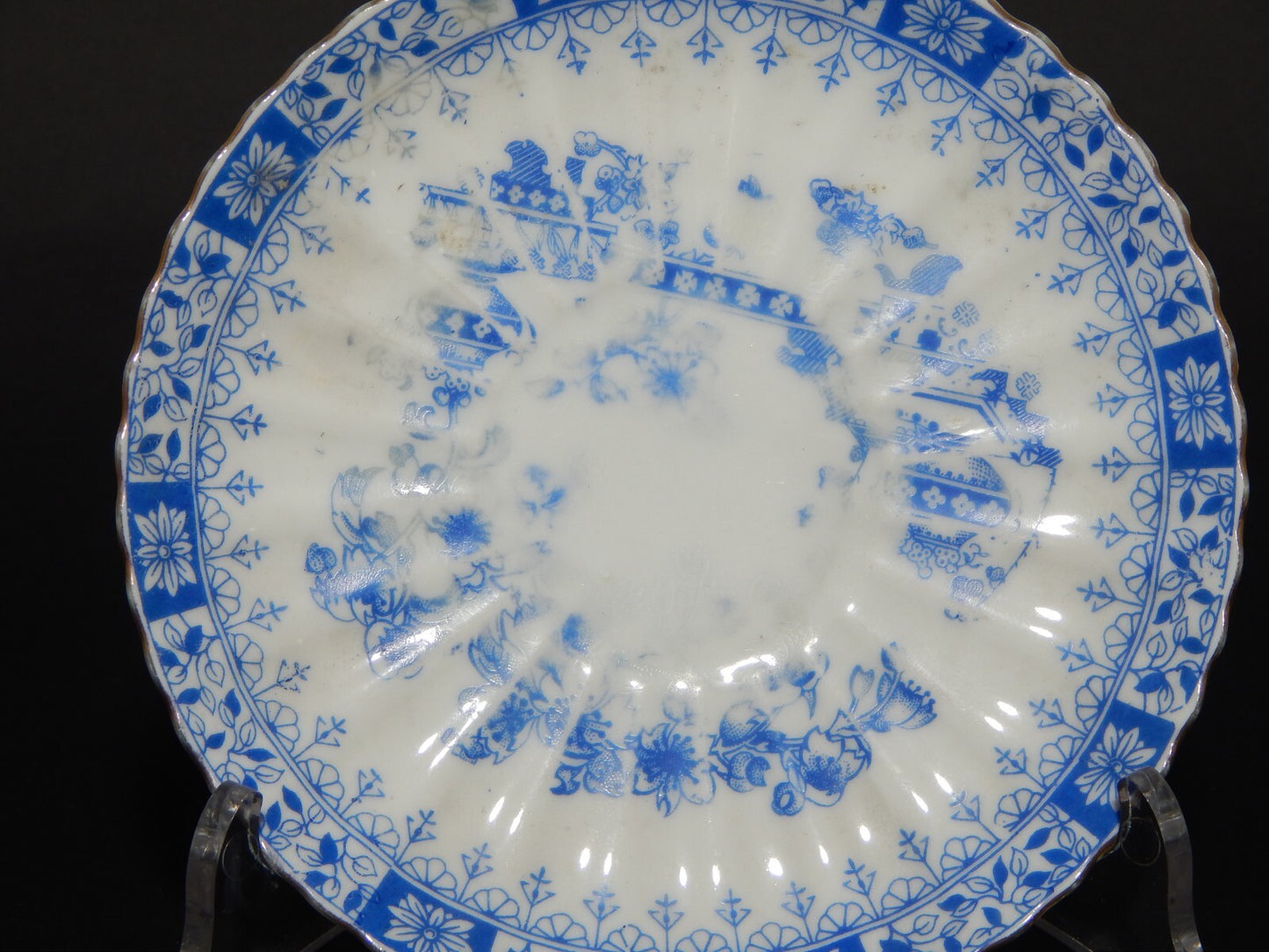 ANTICHI 4 PIATTINI SOTTO TAZZA PORCELLANA DISEGNO BLU CHINA BAVARIA