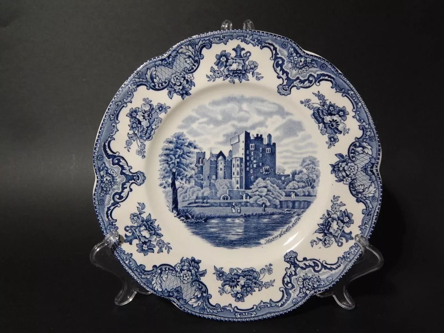 VINTAGE JOHNSON BROS OLD BRITAIN CASTLE BLU PIATTO PIANO SEMI-PORCELLANA