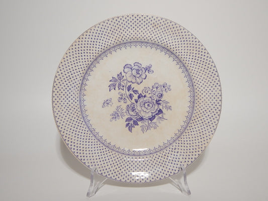 ANTICO PIATTO CERAMICA STAFFORDSHIRE PRIMAVESI DEL 1860 ERMINE BORDER VIOLA ##