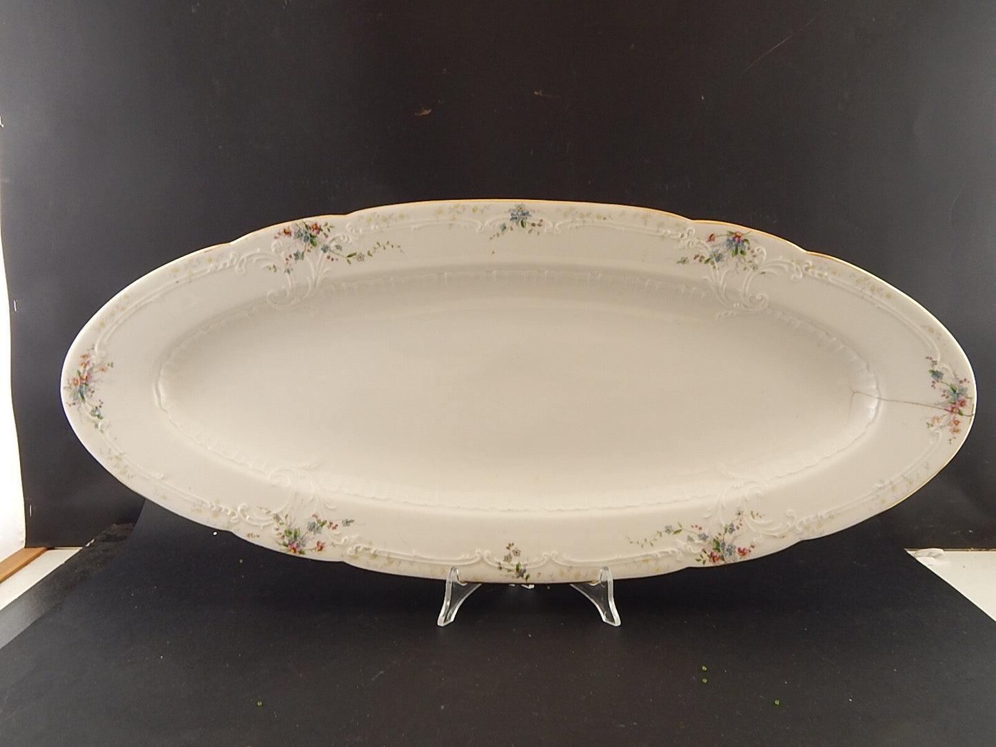 ANTICA LIBERTY 1900 PORCELLANA PIRKENHAMMER BOHEMIA VASSOIO PESCIERA DIFETTO