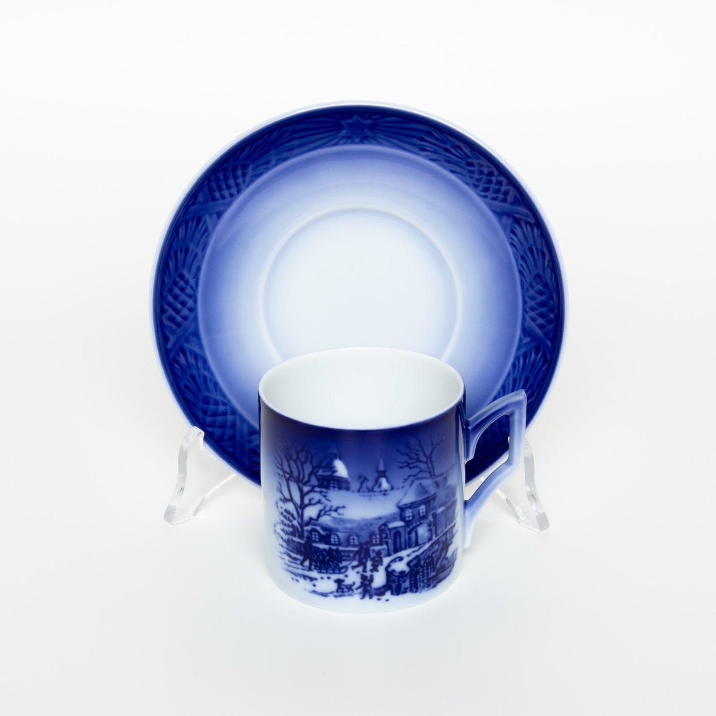 ROYAL COPENHAGEN PORCELLANA TAZZA DI NATALE 1995 ORIGINALE CON PIATTINO CM 7