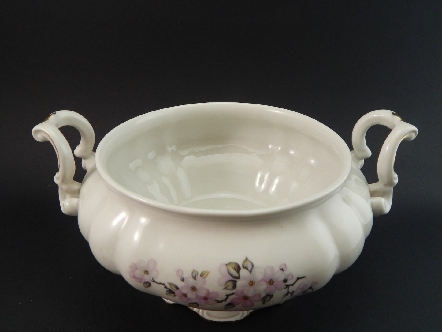 VINTAGE ROCAILLE ZUPPIERA CENTROTAVOLA DURKEN WALLDORF CERAMICA FIORE DI PESCO